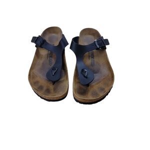 Birkenstock Gizeh Black Leather Womens Size 40 US 9 Thong Sandals